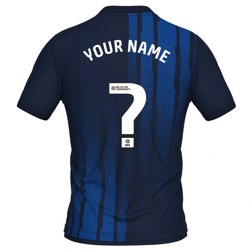 ילדים כדורגל השם שלך #0 כחול נייבי לבן הרחק ג'רזי 2025/26