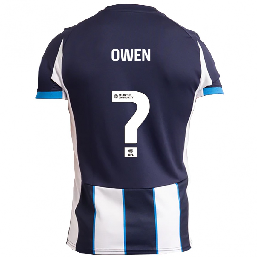 ילדים כדורגל Kenedy Owen #0 לבן כחול נייבי הרחק ג'רזי 2025/26
