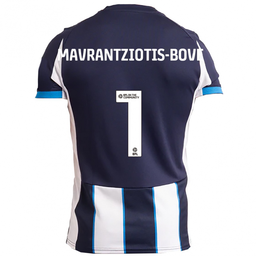 ילדים כדורגל Kane Mavrantziotis-Bove #1 לבן כחול נייבי הרחק ג'רזי 2025/26