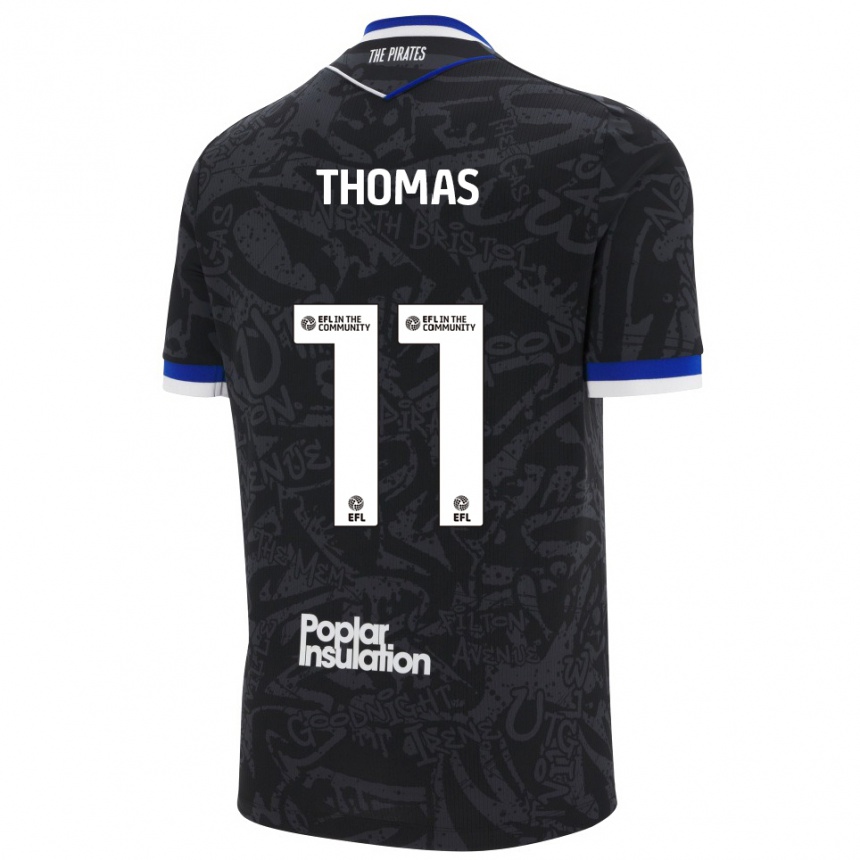 ילדים כדורגל לוק תומאס #11 שחור לבן הרחק ג'רזי 2025/26