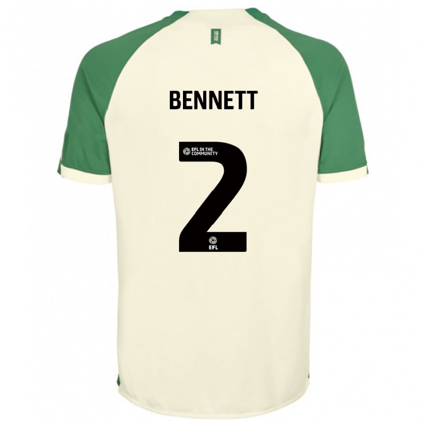 ילדים כדורגל ליאם בנט #2 לבן שמנת ירוק הרחק ג'רזי 2025/26