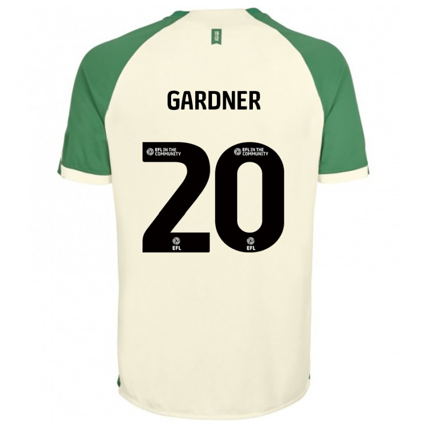 ילדים כדורגל גארי גרדנר #20 לבן שמנת ירוק הרחק ג'רזי 2025/26