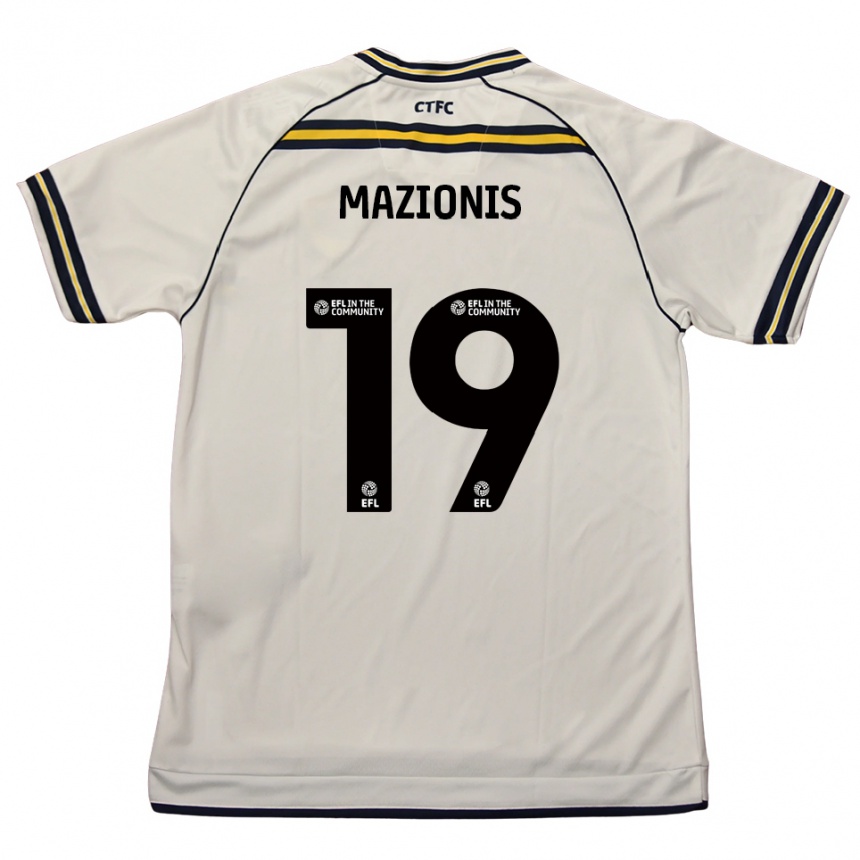 ילדים כדורגל Jokubas Mazionis #19 לבן כחול נייבי הרחק ג'רזי 2025/26