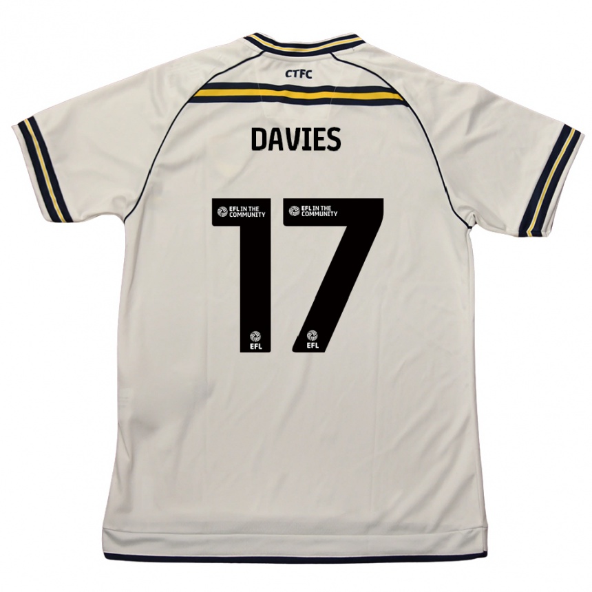 ילדים כדורגל Annabel Davies #17 לבן כחול נייבי הרחק ג'רזי 2025/26