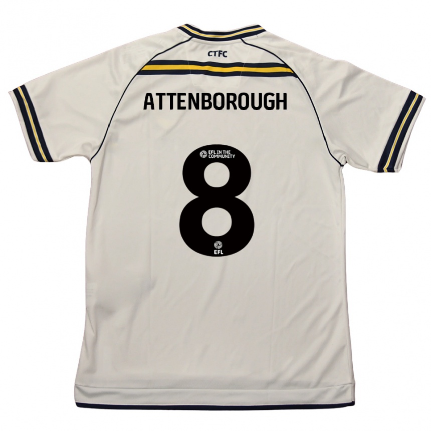 ילדים כדורגל מייגן מארי אטנבורו #8 לבן כחול נייבי הרחק ג'רזי 2025/26