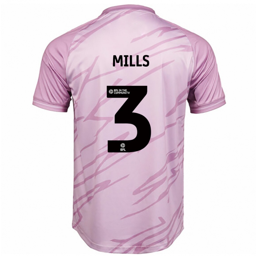 ילדים כדורגל Kiera Mills #3 ורוד שחור הרחק ג'רזי 2025/26