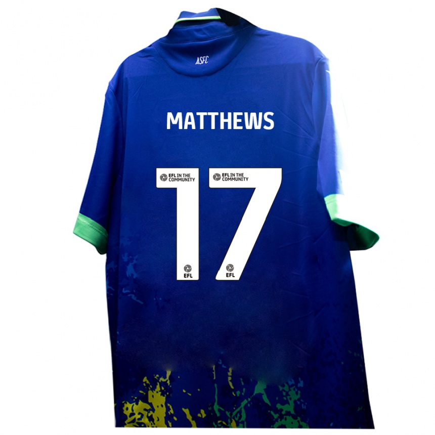 ילדים כדורגל Devon Matthews #17 כחול צהוב הרחק ג'רזי 2025/26