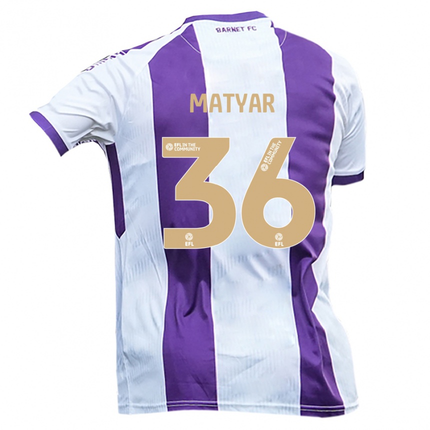 ילדים כדורגל Rohat Matyar #36 לבן סגול הרחק ג'רזי 2025/26