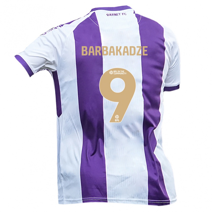 ילדים כדורגל David Barbakadze #9 לבן סגול הרחק ג'רזי 2025/26