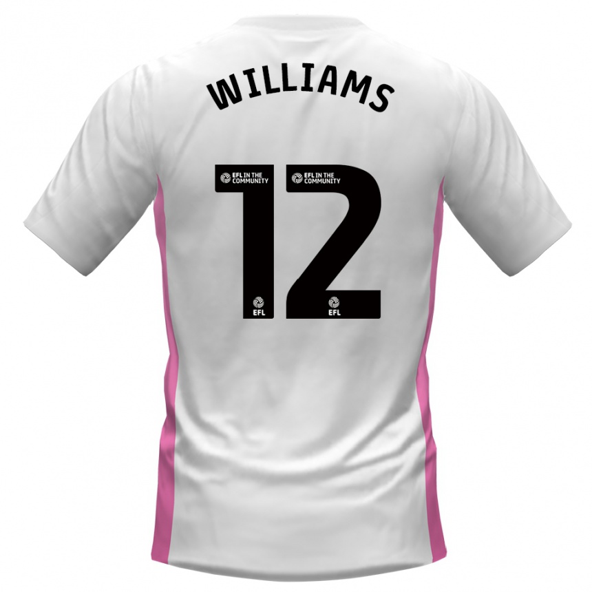 ילדים כדורגל Tyrone Williams #12 לבן אדום הרחק ג'רזי 2025/26