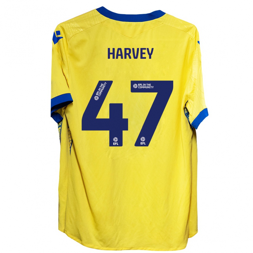 ילדים כדורגל Ronnie Harvey #47 צהוב כחול הרחק ג'רזי 2025/26