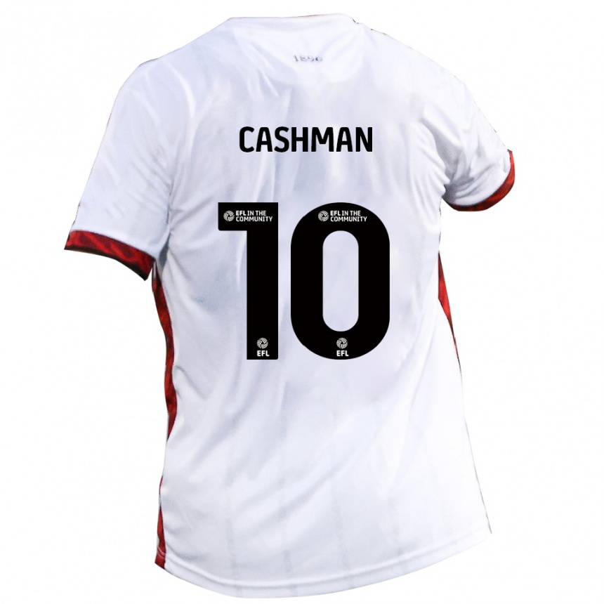 ילדים כדורגל Danny Cashman #10 לבן אדום שחור הרחק ג'רזי 2025/26