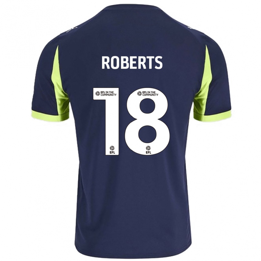 ילדים כדורגל Ethan Roberts #18 כחול נייבי ירוק זוהר הרחק ג'רזי 2025/26