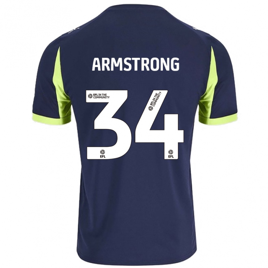 ילדים כדורגל Oliver Armstrong #34 כחול נייבי ירוק זוהר הרחק ג'רזי 2025/26