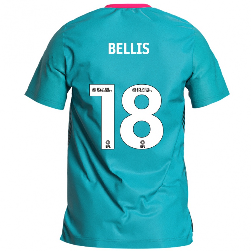 ילדים כדורגל Reece Bellis #18 תכלת ורוד הרחק ג'רזי 2025/26