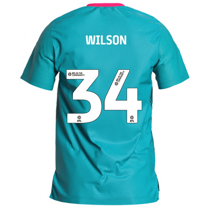 ילדים כדורגל Robbie Wilson #34 תכלת ורוד הרחק ג'רזי 2025/26