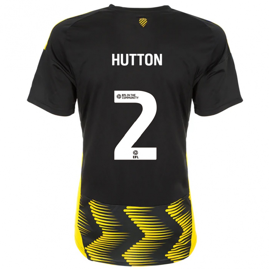 ילדים כדורגל Emily Hutton #2 שחור צהוב הרחק ג'רזי 2025/26