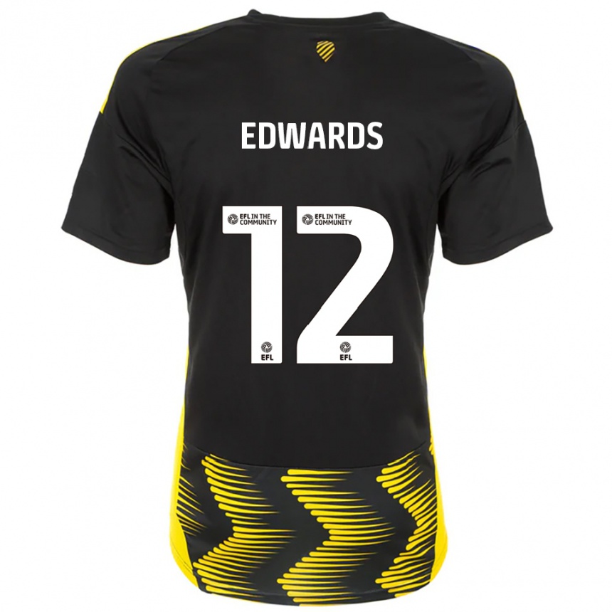 ילדים כדורגל טום אדוארדס #12 שחור צהוב הרחק ג'רזי 2025/26