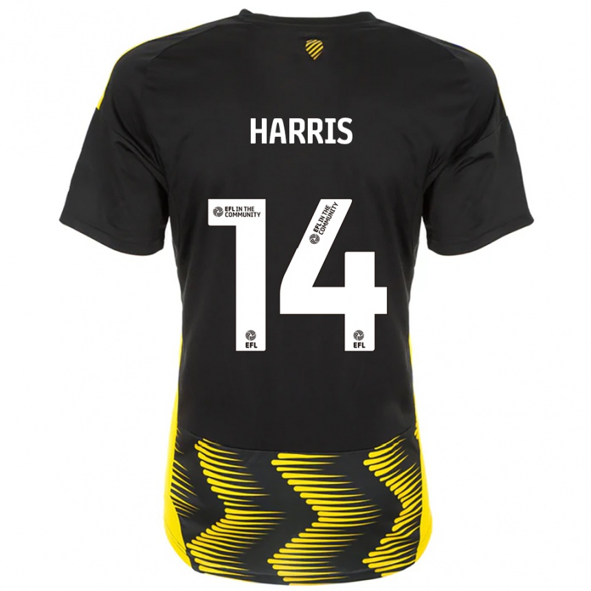 ילדים כדורגל קאדים האריס #14 שחור צהוב הרחק ג'רזי 2025/26