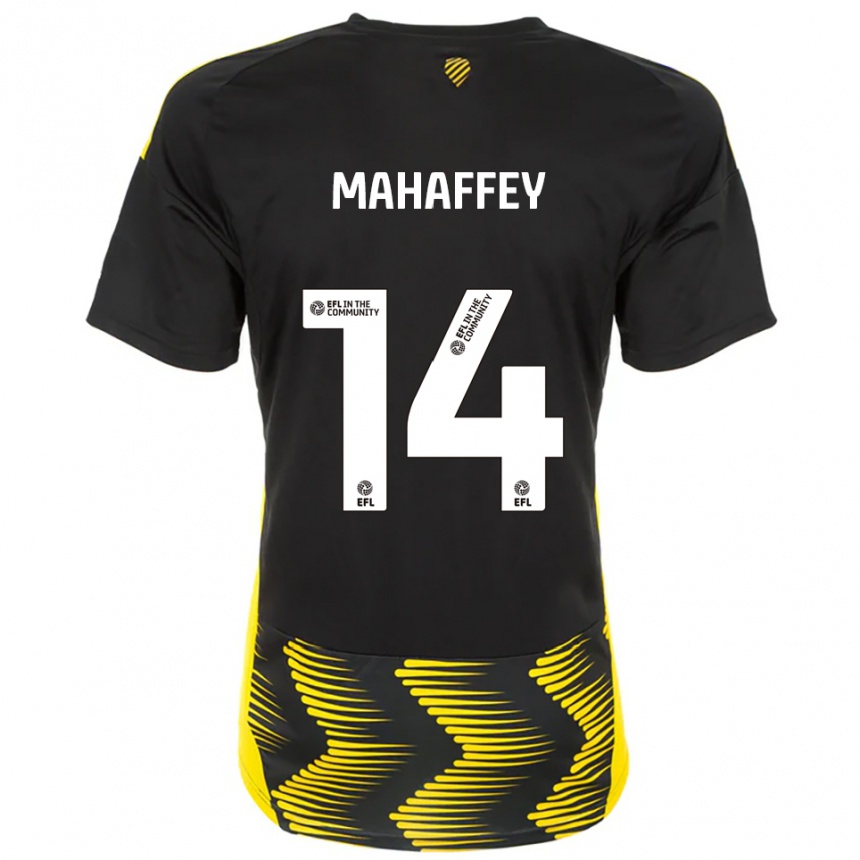 ילדים כדורגל Caitlin Mahaffey #14 שחור צהוב הרחק ג'רזי 2025/26