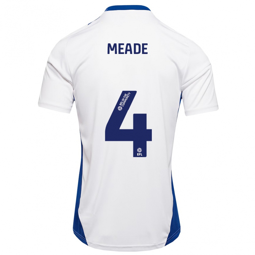 ילדים כדורגל Isi Meade #4 לבן כחול הרחק ג'רזי 2025/26