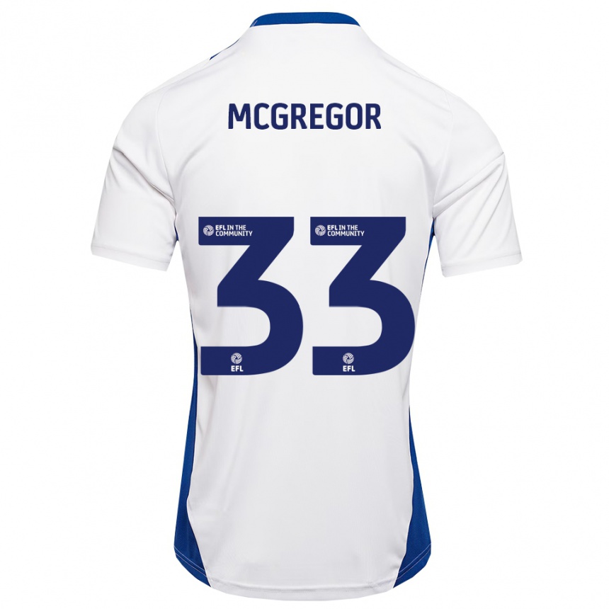 ילדים כדורגל ג׳ואל דייוויד מקגרגור #33 לבן כחול הרחק ג'רזי 2025/26