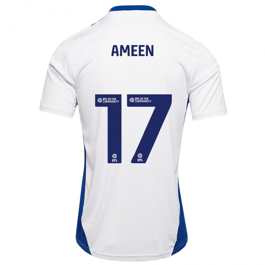 ילדים כדורגל Botan Ameen #17 לבן כחול הרחק ג'רזי 2025/26