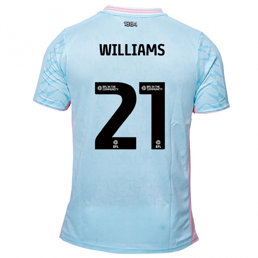 ילדים כדורגל Josh Williams #21 תכלת ורוד הרחק ג'רזי 2025/26