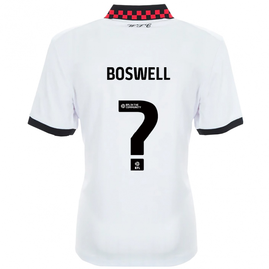 ילדים כדורגל Lucy Boswell #0 לבן שחור הרחק ג'רזי 2025/26