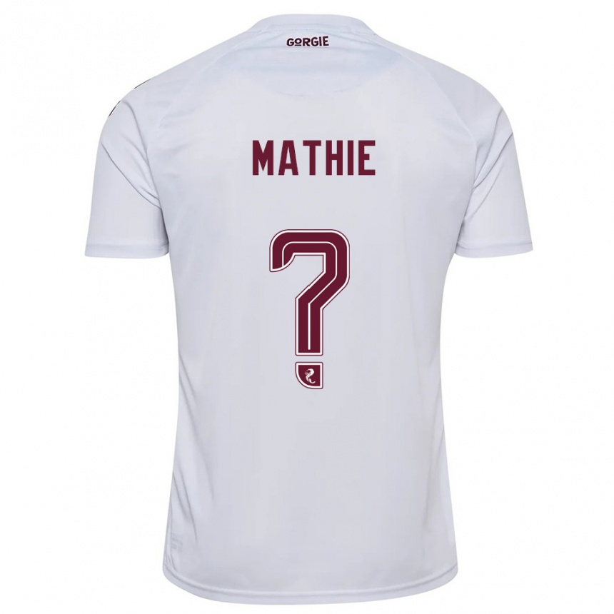 ילדים כדורגל Jayden Mathie #0 לבן בורדו הרחק ג'רזי 2025/26