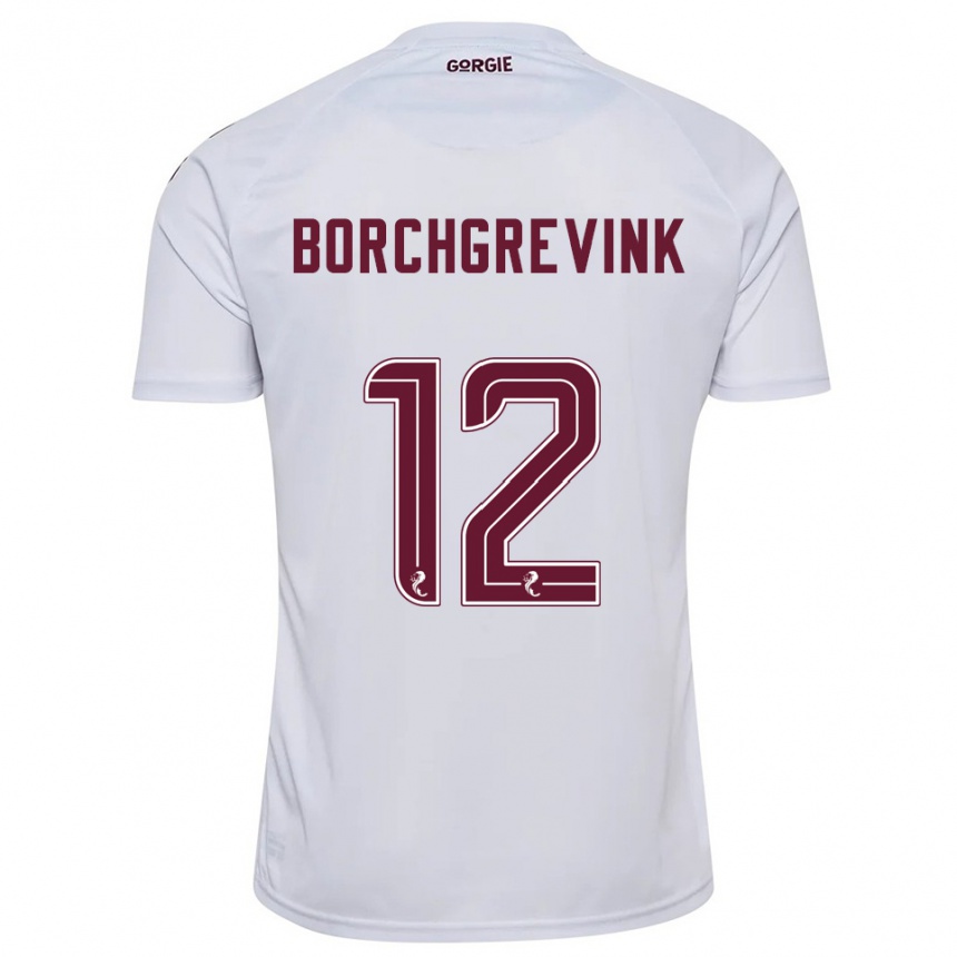 ילדים כדורגל כריסטיאן בורכגרווינק #12 לבן בורדו הרחק ג'רזי 2025/26
