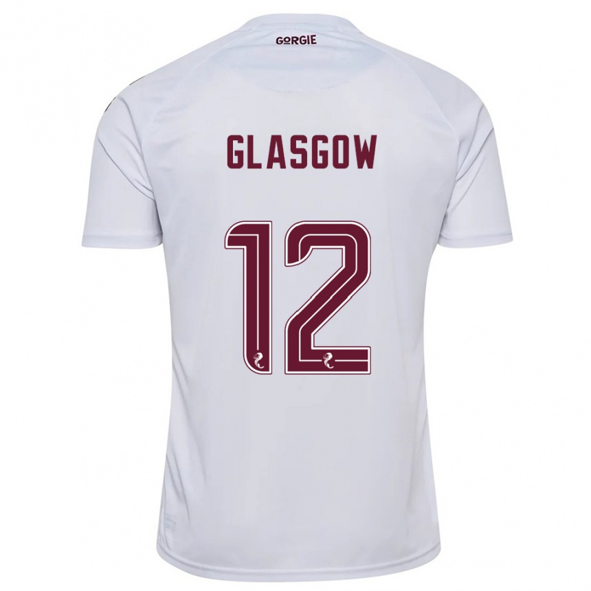 ילדים כדורגל Euan Glasgow #12 לבן בורדו הרחק ג'רזי 2025/26