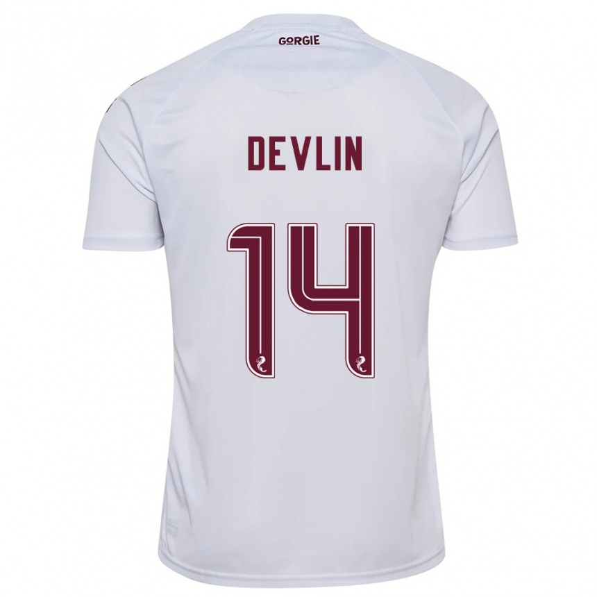 ילדים כדורגל Cammy Devlin #14 לבן בורדו הרחק ג'רזי 2025/26