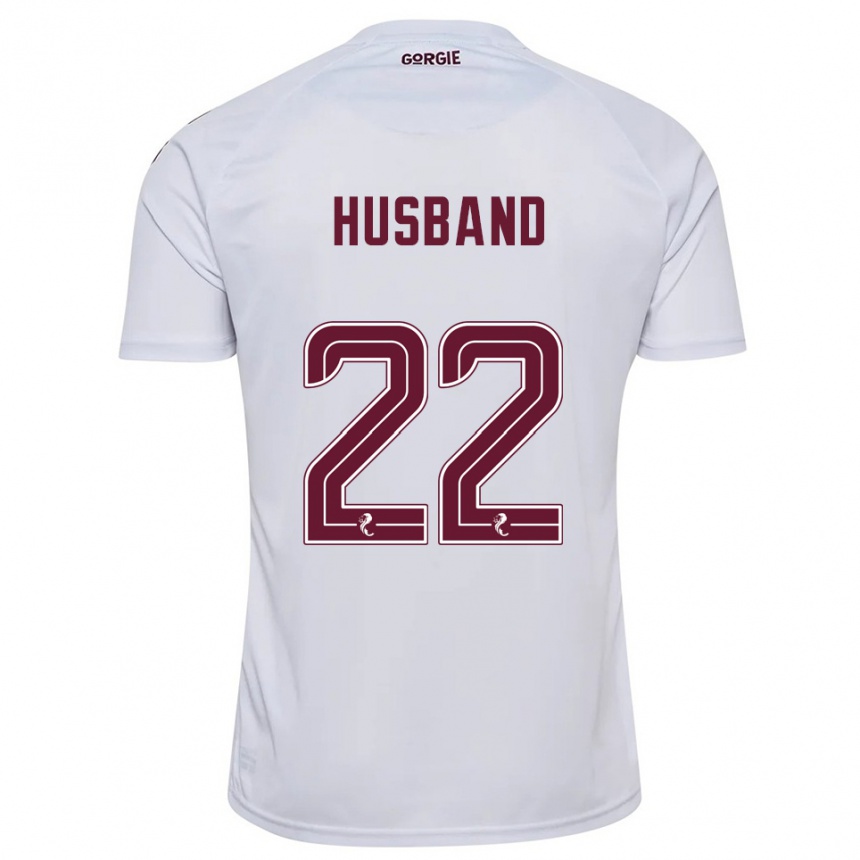 ילדים כדורגל Jessica Husband #22 לבן בורדו הרחק ג'רזי 2025/26