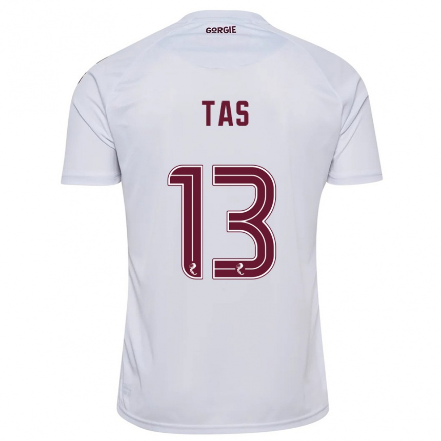 ילדים כדורגל Lyndon Tas #13 לבן בורדו הרחק ג'רזי 2025/26