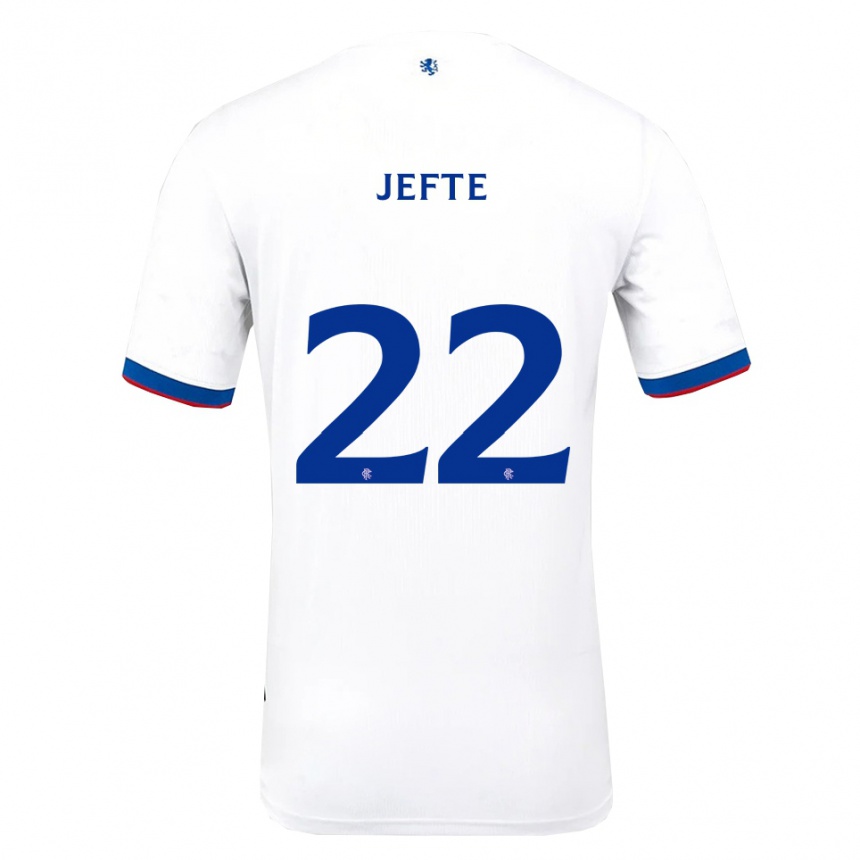 ילדים כדורגל Jefté #22 לבן אדום כחול הרחק ג'רזי 2025/26