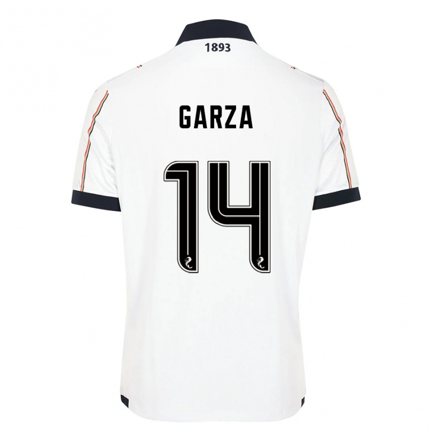 ילדים כדורגל César Garza #14 לבן כחול נייבי אדום הרחק ג'רזי 2025/26