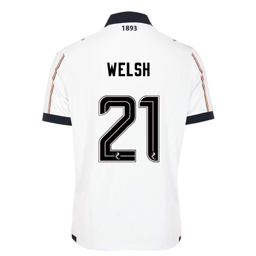 ילדים כדורגל Tom Welsh #21 לבן כחול נייבי אדום הרחק ג'רזי 2025/26