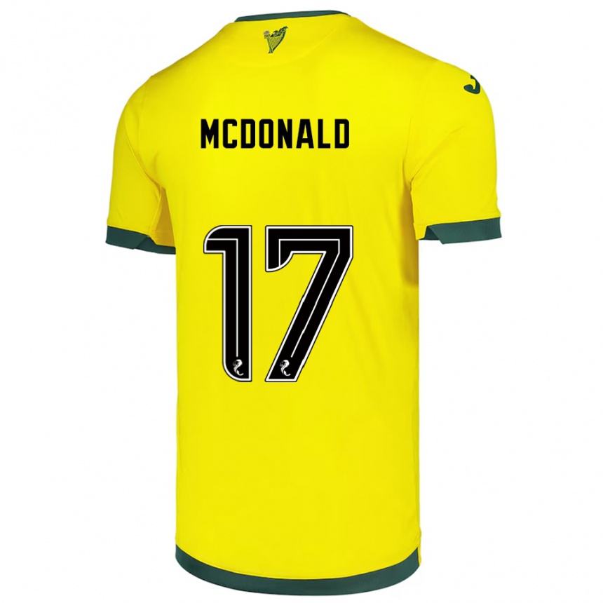 ילדים כדורגל Josh Mcdonald #17 צהוב ירוק הרחק ג'רזי 2025/26