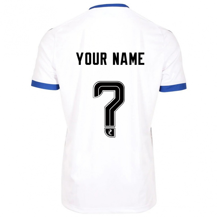 ילדים כדורגל השם שלך #0 לבן כחול הרחק ג'רזי 2025/26