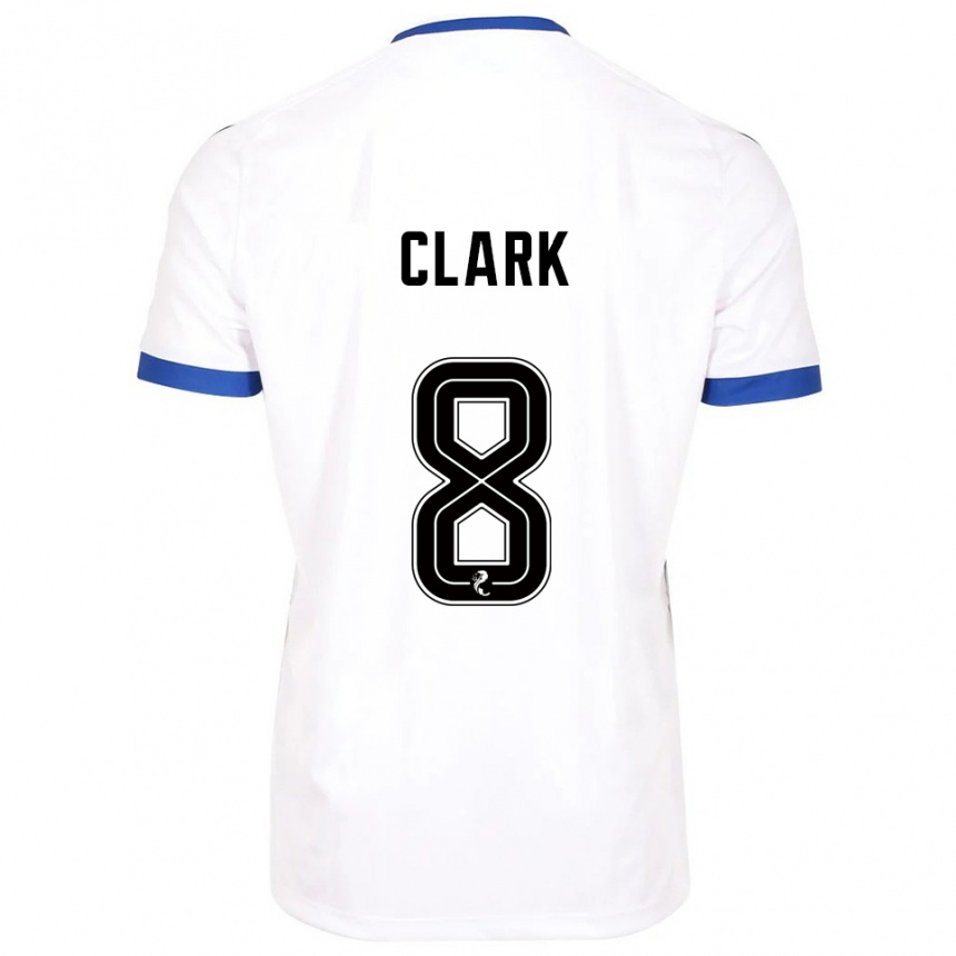 ילדים כדורגל Hannah Clark #8 לבן כחול הרחק ג'רזי 2025/26