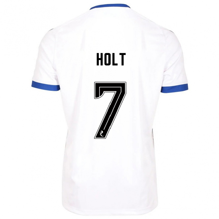 ילדים כדורגל Jason Holt #7 לבן כחול הרחק ג'רזי 2025/26