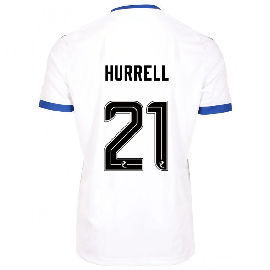 ילדים כדורגל Olivia Hurrell #21 לבן כחול הרחק ג'רזי 2025/26