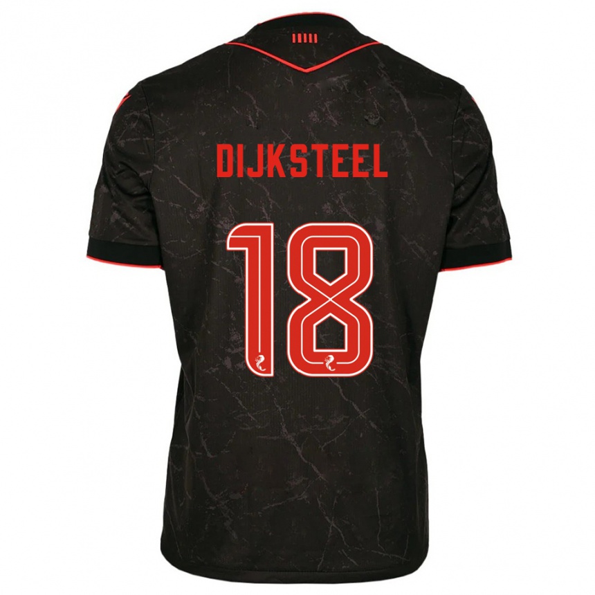 ילדים כדורגל Malik Dijksteel #18 שחור אדום הרחק ג'רזי 2025/26