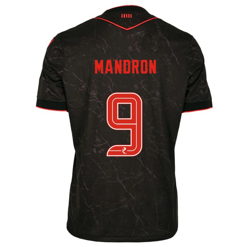 ילדים כדורגל Mikael Mandron #9 שחור אדום הרחק ג'רזי 2025/26