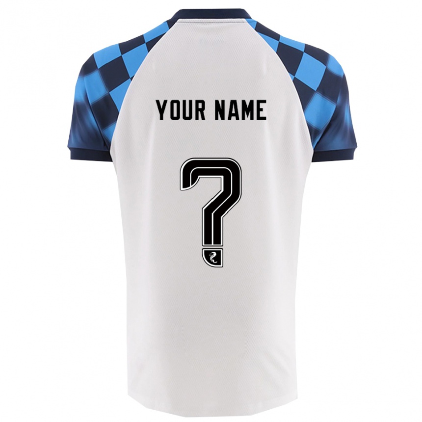 ילדים כדורגל השם שלך #0 לבן תכלת הרחק ג'רזי 2025/26