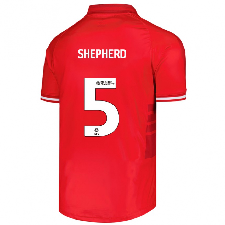 גברים כדורגל Jack Shepherd #5 אדום לבן ג'רזי ביתית 2025/26