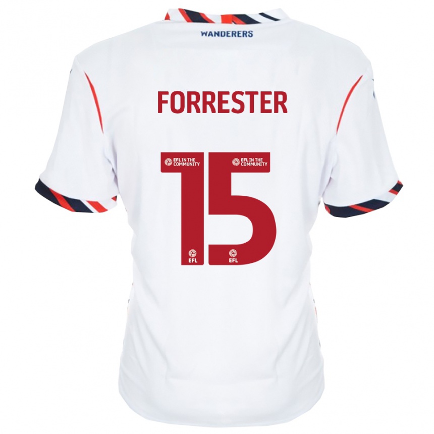 גברים כדורגל ויל פורסטר #15 לבן אדום ג'רזי ביתית 2025/26