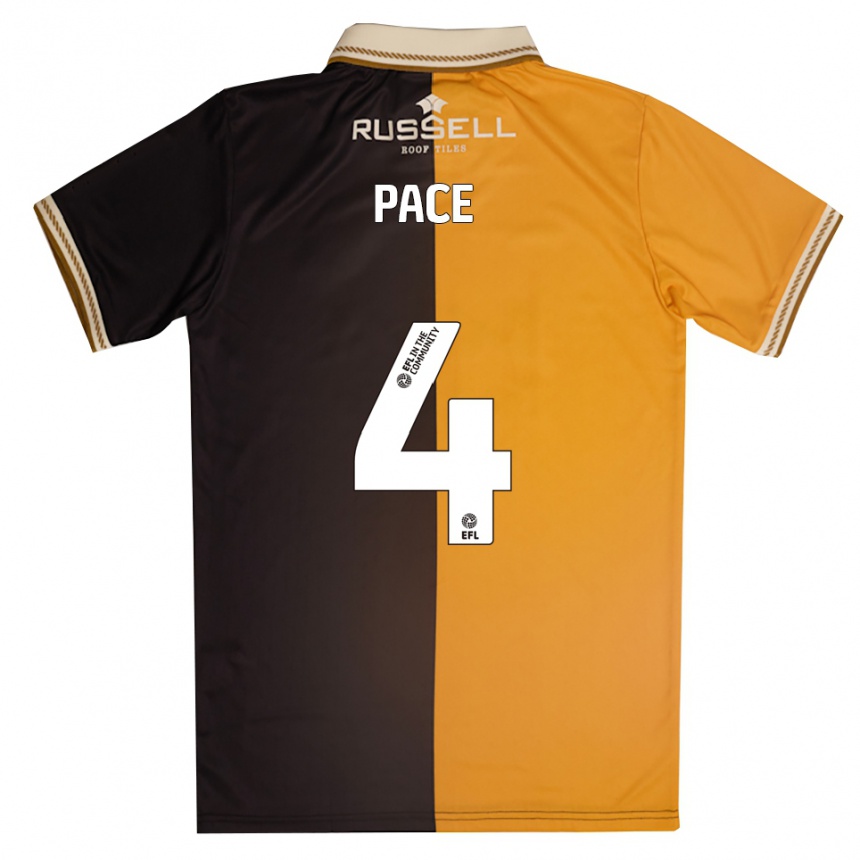 גברים כדורגל Connor Pace #4 צהוב שחור ג'רזי ביתית 2025/26