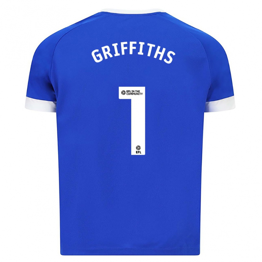 גברים כדורגל יואן גריפית'ס #1 כחול לבן ג'רזי ביתית 2025/26